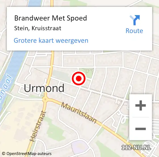 Locatie op kaart van de 112 melding: Brandweer Met Spoed Naar Stein, Kruisstraat op 2 juli 2023 21:20