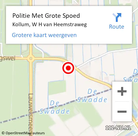 Locatie op kaart van de 112 melding: Politie Met Grote Spoed Naar Kollum, W H van Heemstraweg op 2 juli 2023 21:27