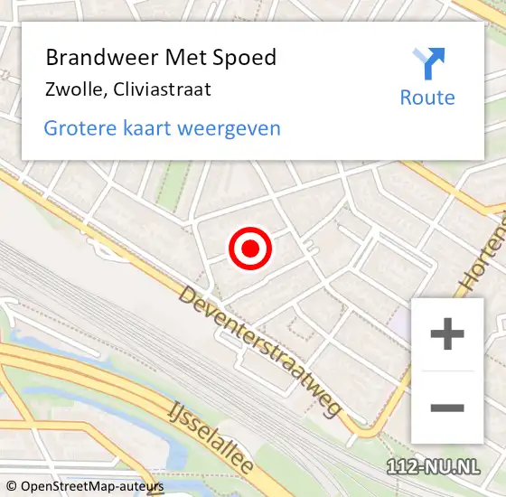 Locatie op kaart van de 112 melding: Brandweer Met Spoed Naar Zwolle, Cliviastraat op 2 juli 2023 21:33