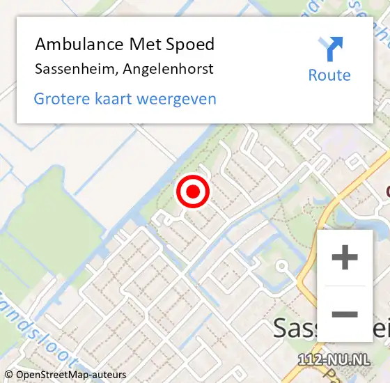 Locatie op kaart van de 112 melding: Ambulance Met Spoed Naar Sassenheim, Angelenhorst op 2 juli 2023 21:48