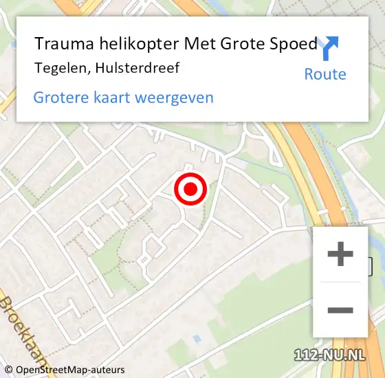 Locatie op kaart van de 112 melding: Trauma helikopter Met Grote Spoed Naar Tegelen, Hulsterdreef op 2 juli 2023 22:07