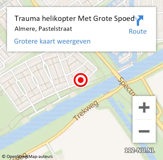 Locatie op kaart van de 112 melding: Trauma helikopter Met Grote Spoed Naar Almere, Pastelstraat op 2 juli 2023 22:18