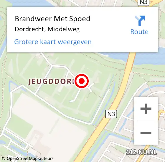 Locatie op kaart van de 112 melding: Brandweer Met Spoed Naar Dordrecht, Middelweg op 2 juli 2023 22:30