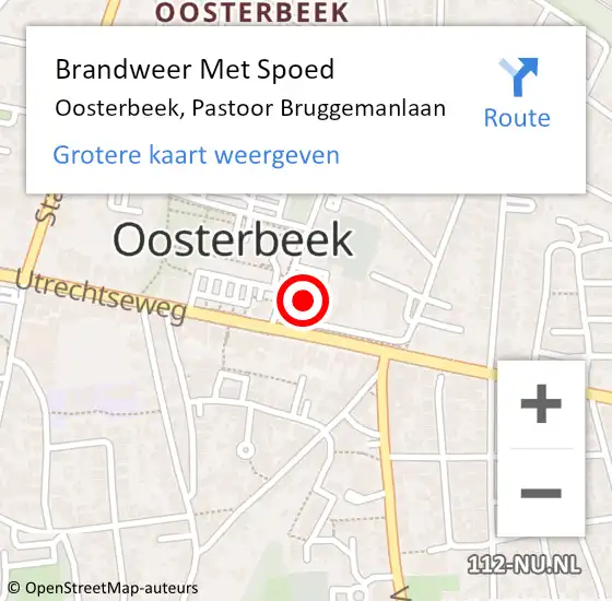 Locatie op kaart van de 112 melding: Brandweer Met Spoed Naar Oosterbeek, Pastoor Bruggemanlaan op 2 juli 2023 23:21