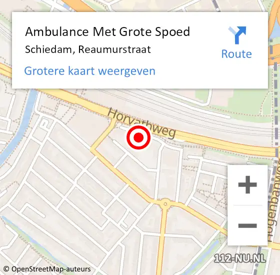 Locatie op kaart van de 112 melding: Ambulance Met Grote Spoed Naar Schiedam, Reaumurstraat op 2 juli 2023 23:34