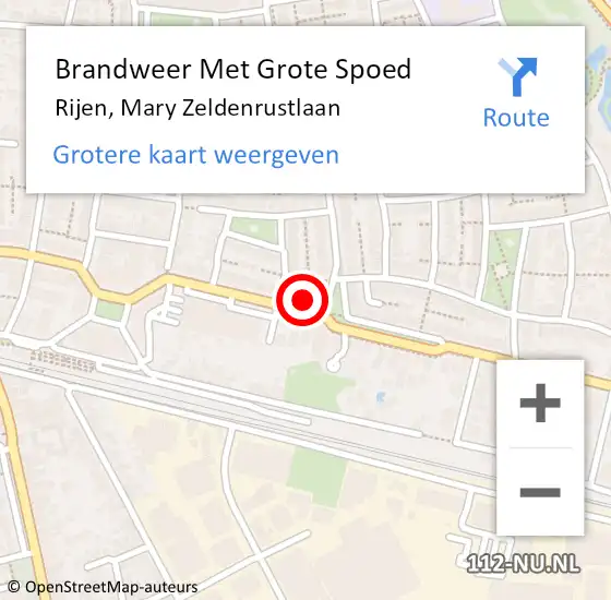 Locatie op kaart van de 112 melding: Brandweer Met Grote Spoed Naar Rijen, Mary Zeldenrustlaan op 2 juli 2023 23:43