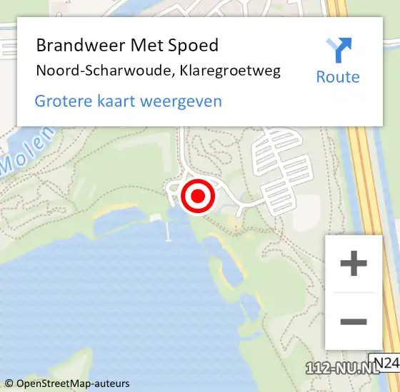 Locatie op kaart van de 112 melding: Brandweer Met Spoed Naar Noord-Scharwoude, Klaregroetweg op 3 juli 2023 00:17