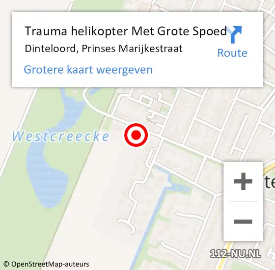 Locatie op kaart van de 112 melding: Trauma helikopter Met Grote Spoed Naar Dinteloord, Prinses Marijkestraat op 3 juli 2023 02:10