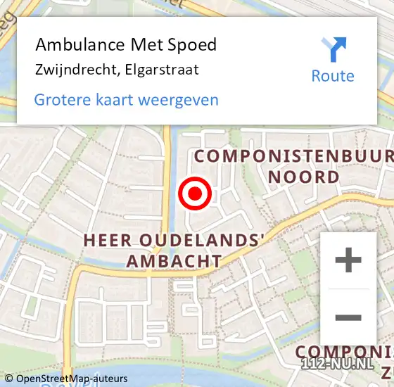 Locatie op kaart van de 112 melding: Ambulance Met Spoed Naar Zwijndrecht, Elgarstraat op 3 juli 2023 02:30