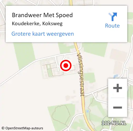 Locatie op kaart van de 112 melding: Brandweer Met Spoed Naar Koudekerke, Koksweg op 3 juli 2023 02:33