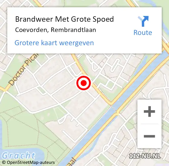 Locatie op kaart van de 112 melding: Brandweer Met Grote Spoed Naar Coevorden, Rembrandtlaan op 3 juli 2023 03:13