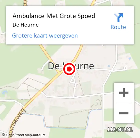 Locatie op kaart van de 112 melding: Ambulance Met Grote Spoed Naar De Heurne op 3 juli 2023 04:03