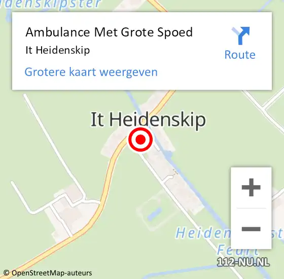 Locatie op kaart van de 112 melding: Ambulance Met Grote Spoed Naar It Heidenskip op 3 juli 2023 04:41