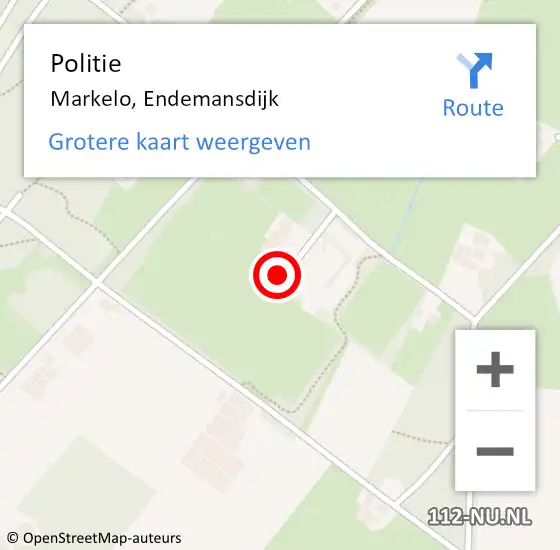 Locatie op kaart van de 112 melding: Politie Markelo, Endemansdijk op 3 juli 2023 06:49