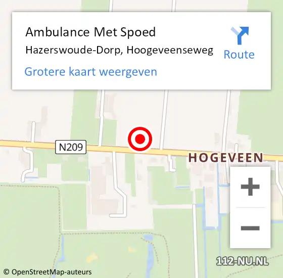 Locatie op kaart van de 112 melding: Ambulance Met Spoed Naar Hazerswoude-Dorp, Hoogeveenseweg op 3 juli 2023 07:19