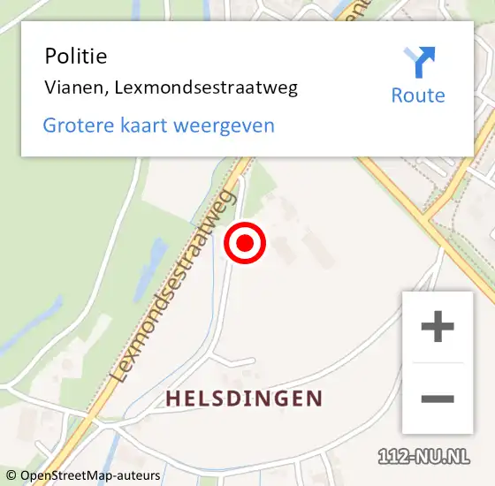 Locatie op kaart van de 112 melding: Politie Vianen, Lexmondsestraatweg op 3 juli 2023 07:21