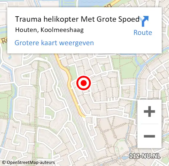 Locatie op kaart van de 112 melding: Trauma helikopter Met Grote Spoed Naar Houten, Koolmeeshaag op 3 juli 2023 07:27
