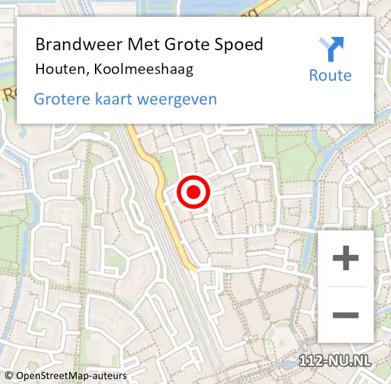 Locatie op kaart van de 112 melding: Brandweer Met Grote Spoed Naar Houten, Koolmeeshaag op 3 juli 2023 07:27