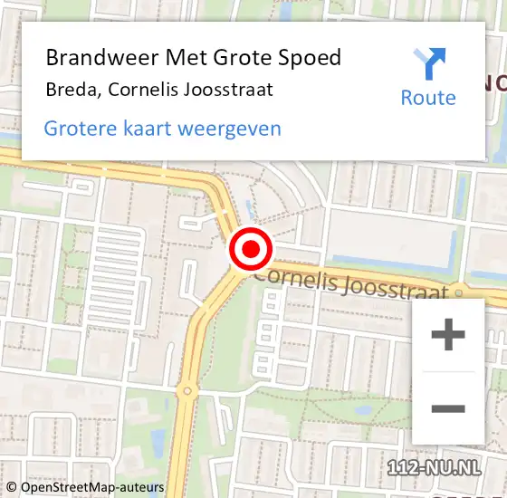 Locatie op kaart van de 112 melding: Brandweer Met Grote Spoed Naar Breda, Cornelis Joosstraat op 3 juli 2023 07:29