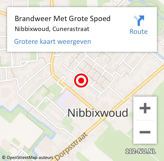 Locatie op kaart van de 112 melding: Brandweer Met Grote Spoed Naar Nibbixwoud, Cunerastraat op 3 juli 2023 08:08