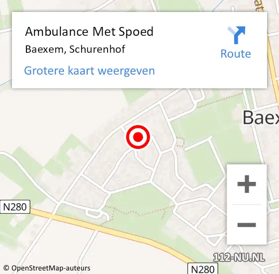 Locatie op kaart van de 112 melding: Ambulance Met Spoed Naar Baexem, Schurenhof op 3 juli 2023 08:14