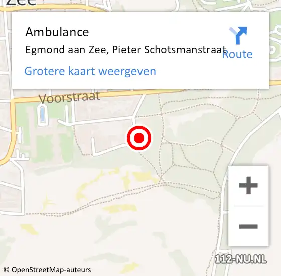 Locatie op kaart van de 112 melding: Ambulance Egmond aan Zee, Pieter Schotsmanstraat op 9 september 2013 12:49