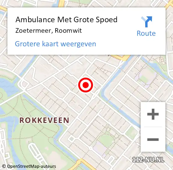 Locatie op kaart van de 112 melding: Ambulance Met Grote Spoed Naar Zoetermeer, Roomwit op 3 juli 2023 08:25