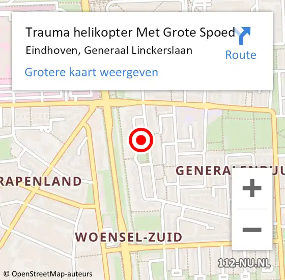 Locatie op kaart van de 112 melding: Trauma helikopter Met Grote Spoed Naar Eindhoven, Generaal Linckerslaan op 3 juli 2023 08:40