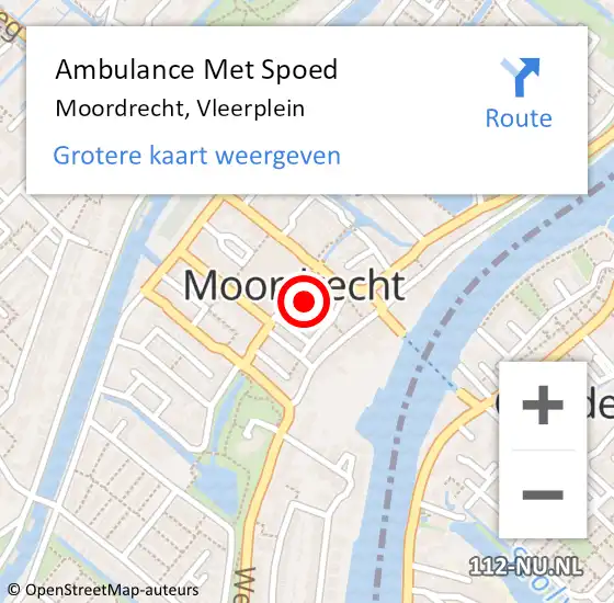 Locatie op kaart van de 112 melding: Ambulance Met Spoed Naar Moordrecht, Vleerplein op 3 juli 2023 08:44