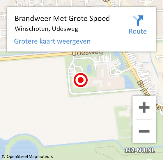 Locatie op kaart van de 112 melding: Brandweer Met Grote Spoed Naar Winschoten, Udesweg op 3 juli 2023 08:50