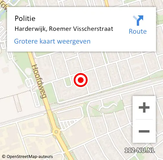 Locatie op kaart van de 112 melding: Politie Harderwijk, Roemer Visscherstraat op 3 juli 2023 09:04