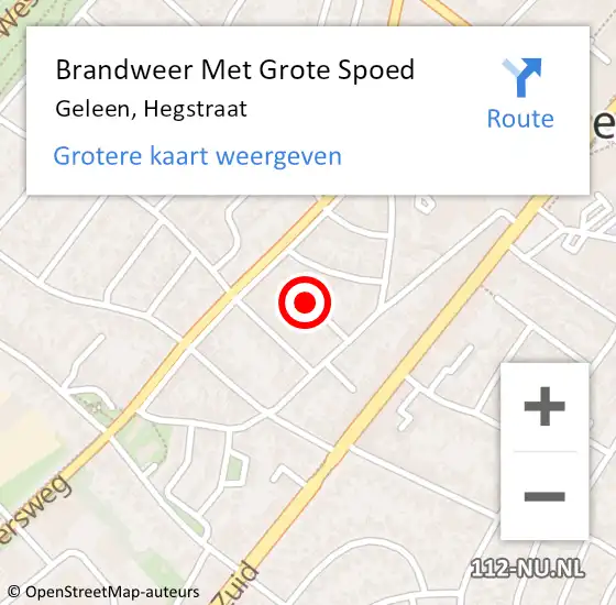 Locatie op kaart van de 112 melding: Brandweer Met Grote Spoed Naar Geleen, Hegstraat op 3 juli 2023 09:24