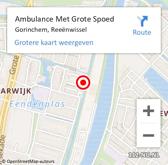 Locatie op kaart van de 112 melding: Ambulance Met Grote Spoed Naar Gorinchem, Reeënwissel op 3 juli 2023 09:36