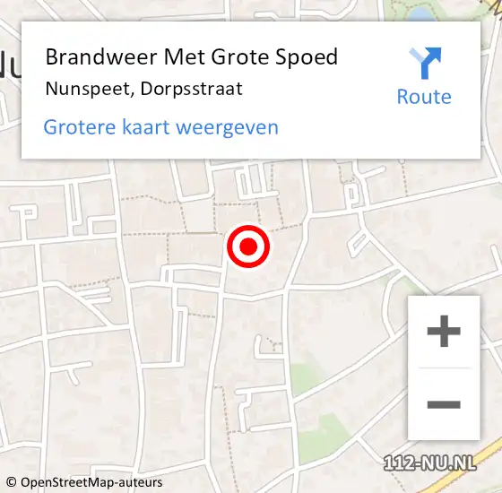 Locatie op kaart van de 112 melding: Brandweer Met Grote Spoed Naar Nunspeet, Dorpsstraat op 3 juli 2023 09:38