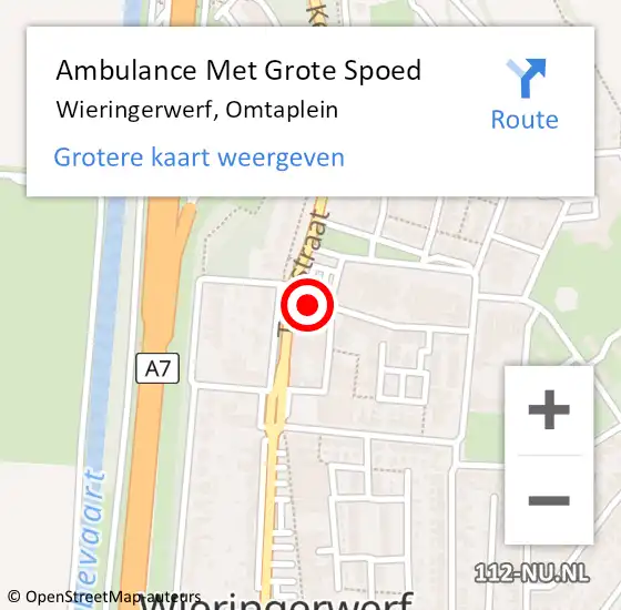 Locatie op kaart van de 112 melding: Ambulance Met Grote Spoed Naar Wieringerwerf, Omtaplein op 3 juli 2023 09:45