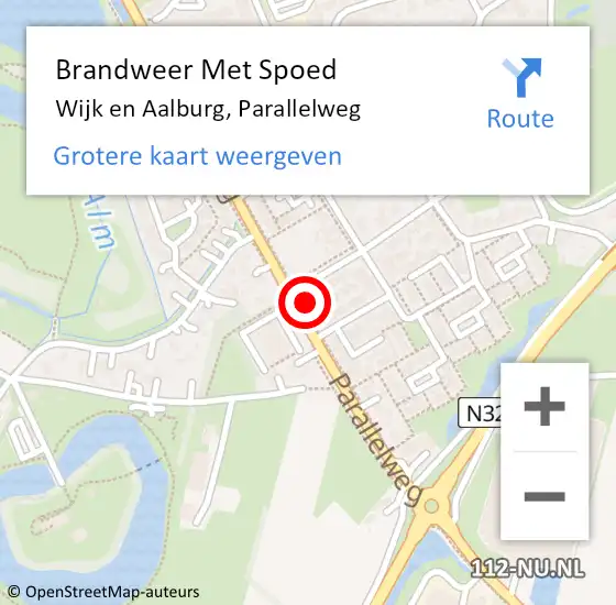 Locatie op kaart van de 112 melding: Brandweer Met Spoed Naar Wijk en Aalburg, Parallelweg op 3 juli 2023 09:52