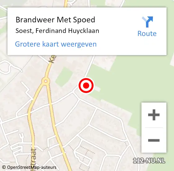 Locatie op kaart van de 112 melding: Brandweer Met Spoed Naar Soest, Ferdinand Huycklaan op 3 juli 2023 09:58