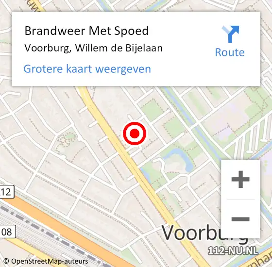 Locatie op kaart van de 112 melding: Brandweer Met Spoed Naar Voorburg, Willem de Bijelaan op 3 juli 2023 10:08