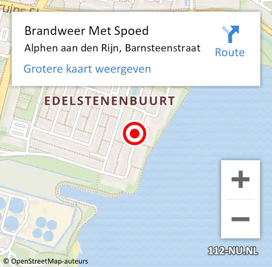 Locatie op kaart van de 112 melding: Brandweer Met Spoed Naar Alphen aan den Rijn, Barnsteenstraat op 3 juli 2023 10:12