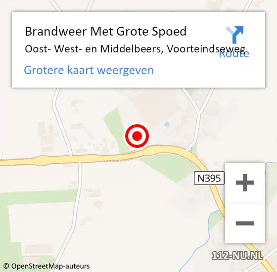 Locatie op kaart van de 112 melding: Brandweer Met Grote Spoed Naar Middelbeers, Voorteindseweg op 3 juli 2023 10:37