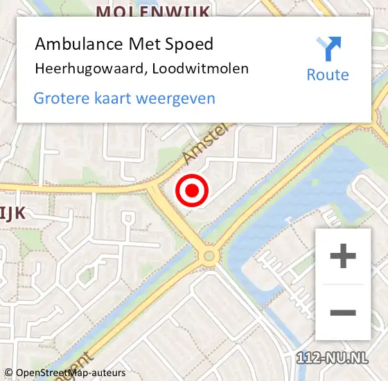 Locatie op kaart van de 112 melding: Ambulance Met Spoed Naar Heerhugowaard, Loodwitmolen op 3 juli 2023 10:43