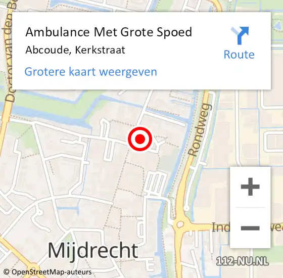 Locatie op kaart van de 112 melding: Ambulance Met Grote Spoed Naar Abcoude, Kerkstraat op 3 juli 2023 10:54