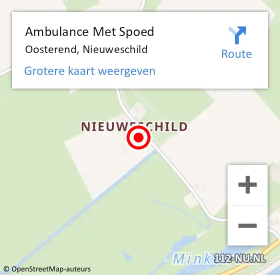 Locatie op kaart van de 112 melding: Ambulance Met Spoed Naar Oosterend, Nieuweschild op 3 juli 2023 10:57