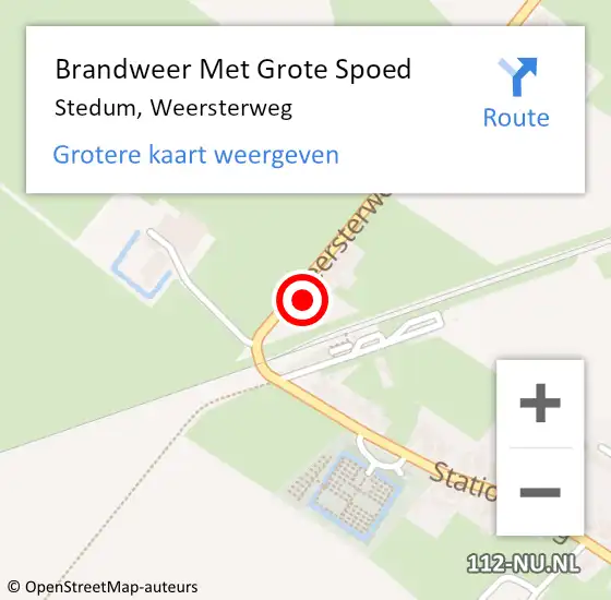 Locatie op kaart van de 112 melding: Brandweer Met Grote Spoed Naar Stedum, Weersterweg op 3 juli 2023 11:09