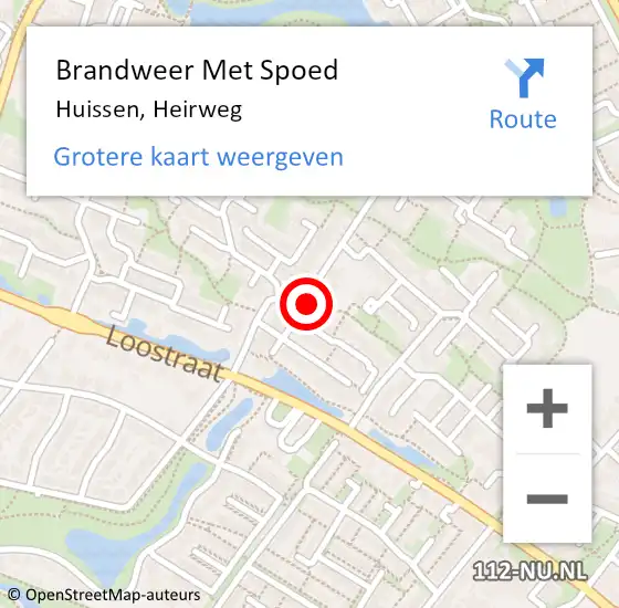 Locatie op kaart van de 112 melding: Brandweer Met Spoed Naar Huissen, Heirweg op 3 juli 2023 11:48