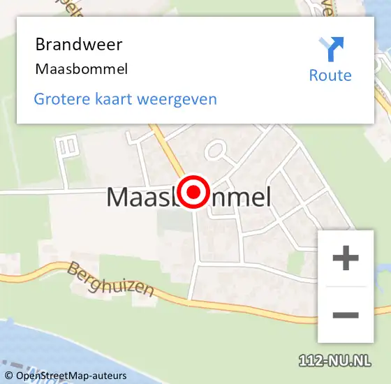 Locatie op kaart van de 112 melding: Brandweer Maasbommel op 3 juli 2023 11:56