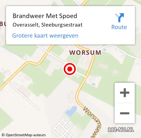 Locatie op kaart van de 112 melding: Brandweer Met Spoed Naar Overasselt, Sleeburgsestraat op 3 juli 2023 11:57