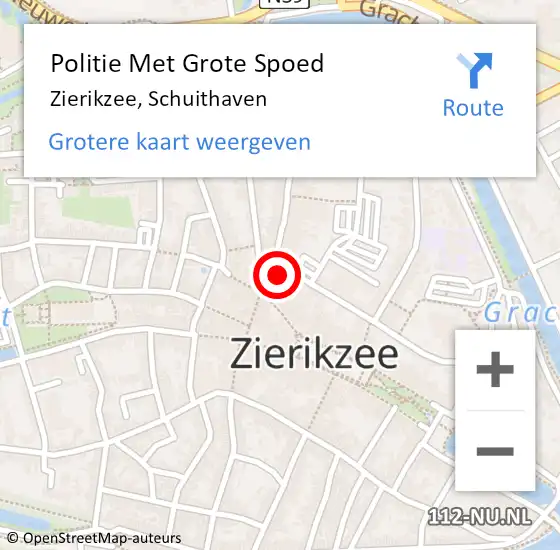 Locatie op kaart van de 112 melding: Politie Met Grote Spoed Naar Zierikzee, Schuithaven op 3 juli 2023 12:00