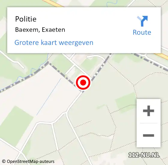 Locatie op kaart van de 112 melding: Politie Baexem, Exaeten op 3 juli 2023 12:59
