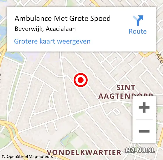 Locatie op kaart van de 112 melding: Ambulance Met Grote Spoed Naar Beverwijk, Acacialaan op 3 juli 2023 13:08